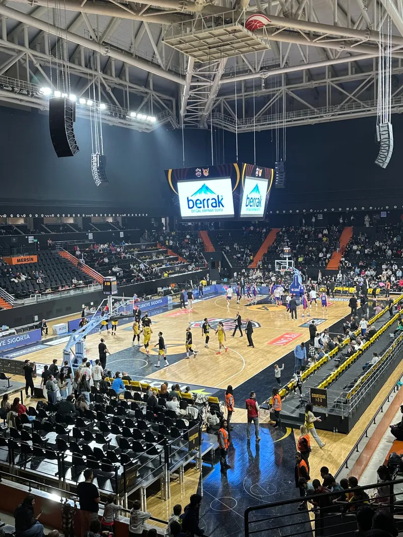 A Turkish league game under way, seen from high in the stand