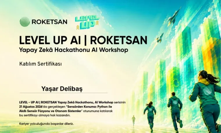LEVEL UP AI | ROKETSAN participation certificate for the 21 August 2026 session on sensor fusion